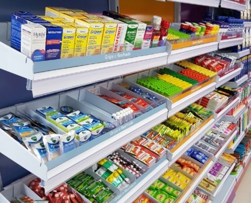 Gôndolas para medicamentos auto-atendimento