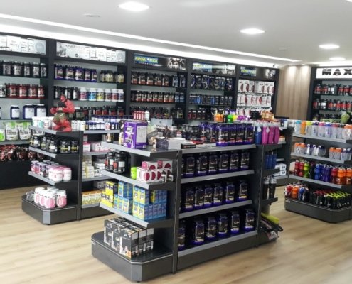 Gôndolas de Centro para Lojas de Suplementos