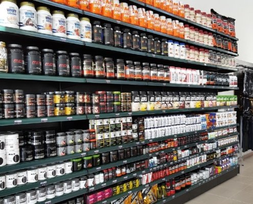 Gôndolas de Parede para Lojas de Suplementos